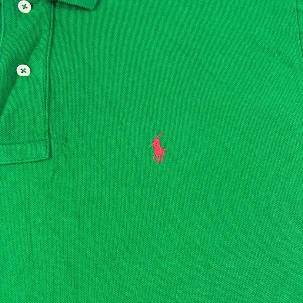 Vintage Polo Ralph Lauren Green Polo Shirt Men's Large Red Pony Logo 100% Cotton